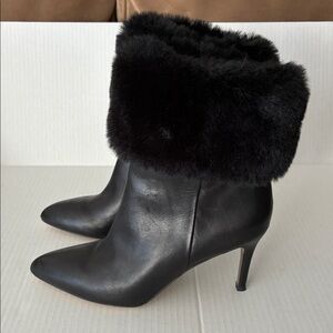 Sam Edelman Oleana Boots ankle Booties Black leather Faux Fur SZ 8